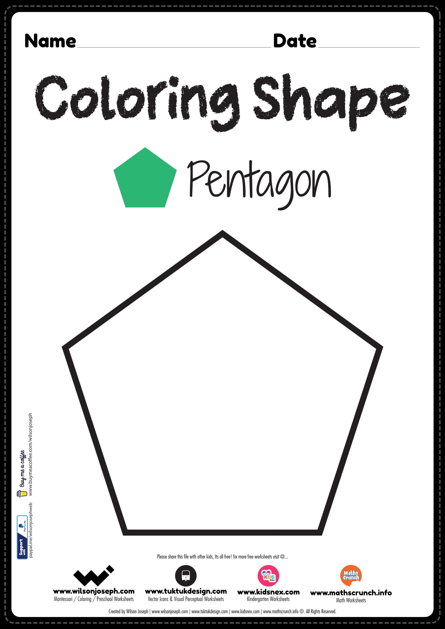 Pentagon Coloring Page Free Printable PDF For Kindergarten