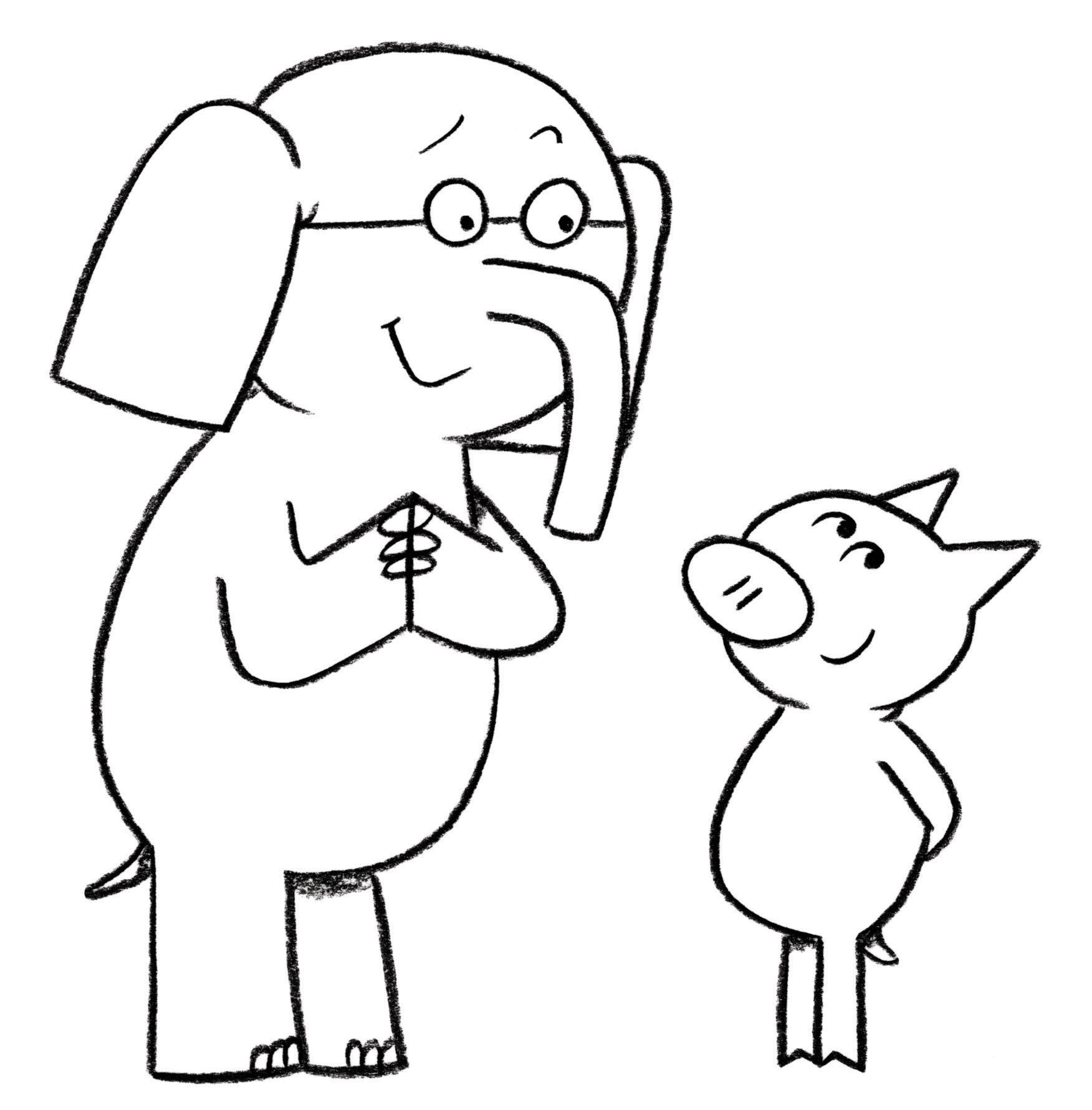 Piggie And Gerald Coloring Pages Coloring Pages