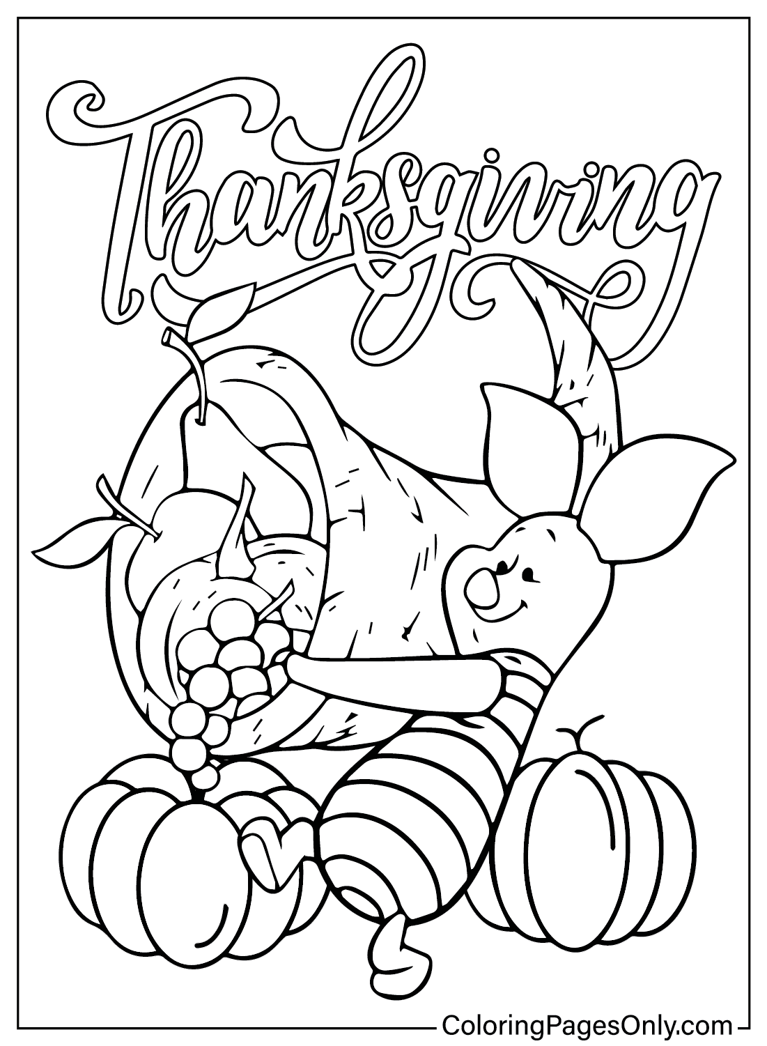 Piglet Disney Thanksgiving Coloring Page Free Printable Coloring Pages