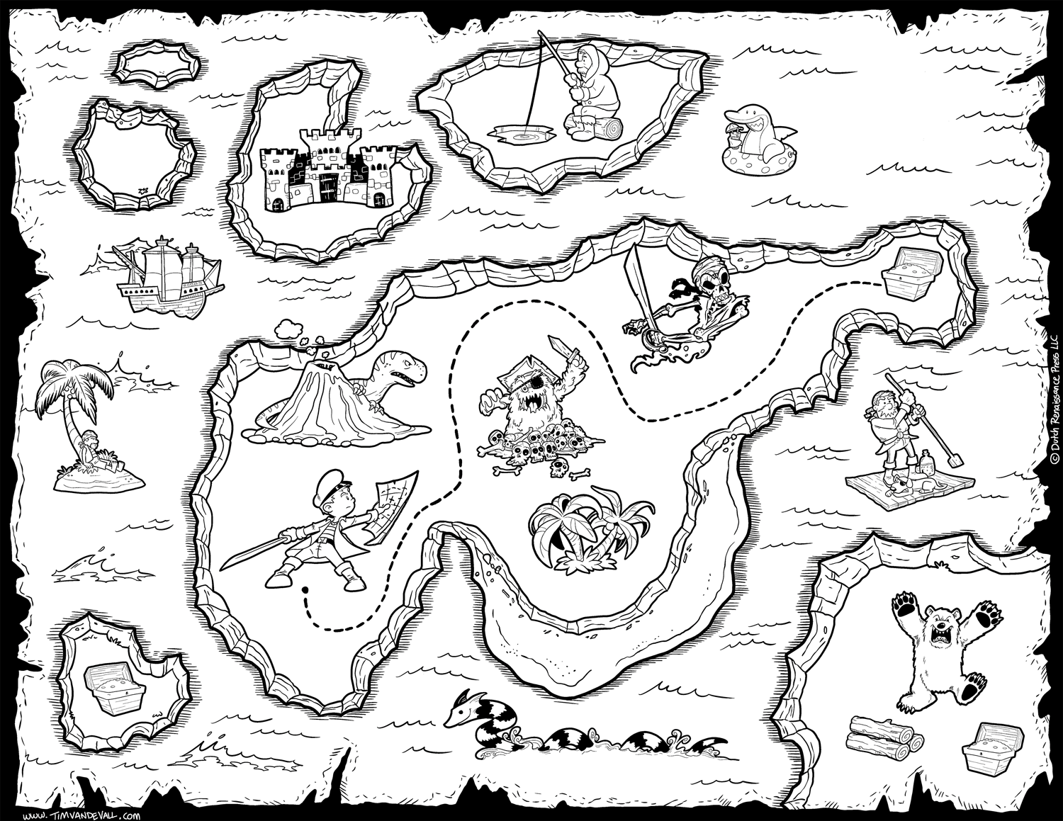 Pirate Treasure Map Coloring Page Coloring Home