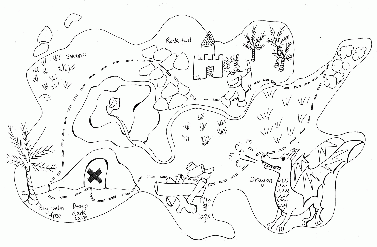 Pirate Treasure Map Coloring Pages Sketch Coloring Page