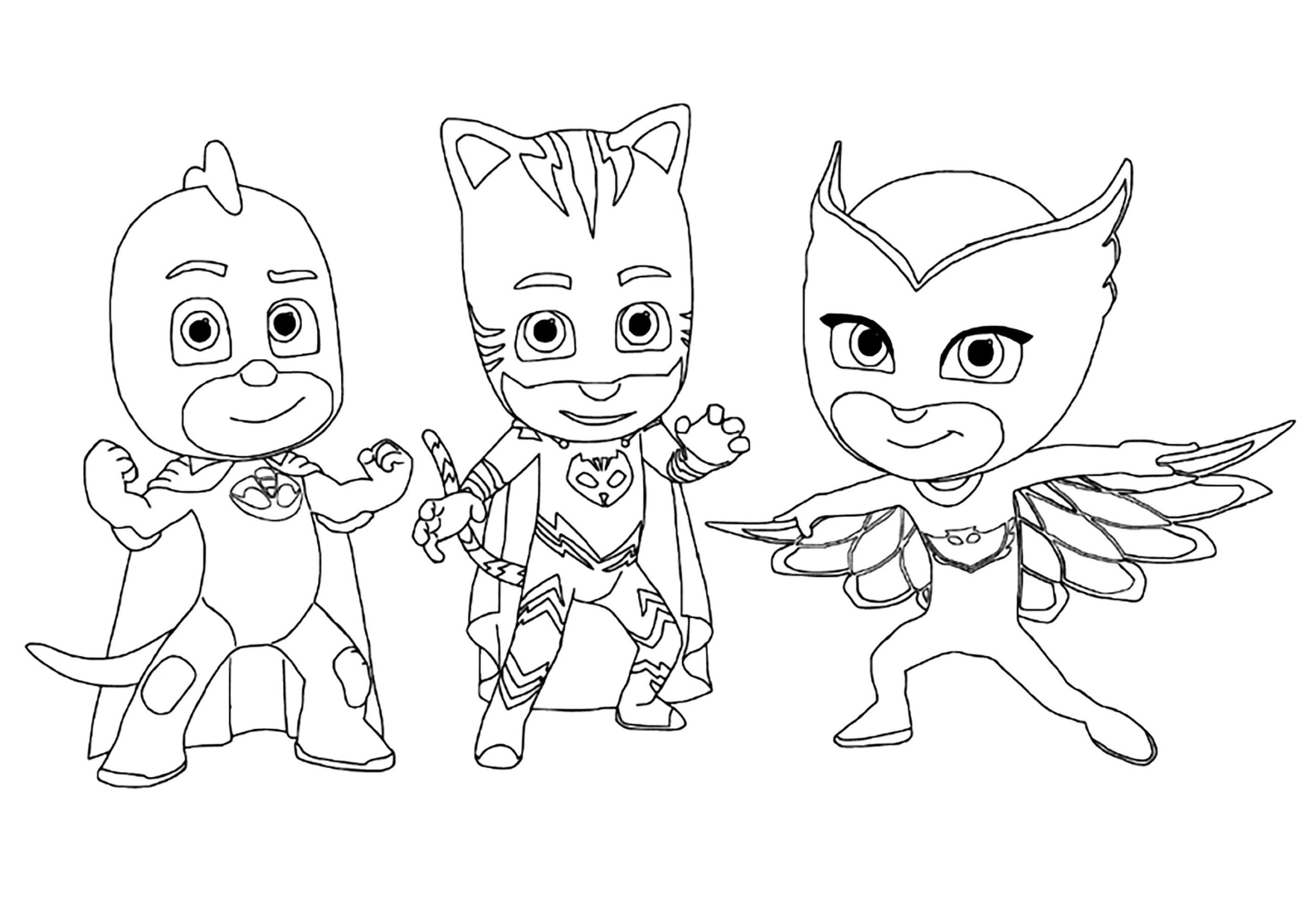 PJ Masks The 3 Heroes Reunited PJ Masks Coloring Pages For Kids