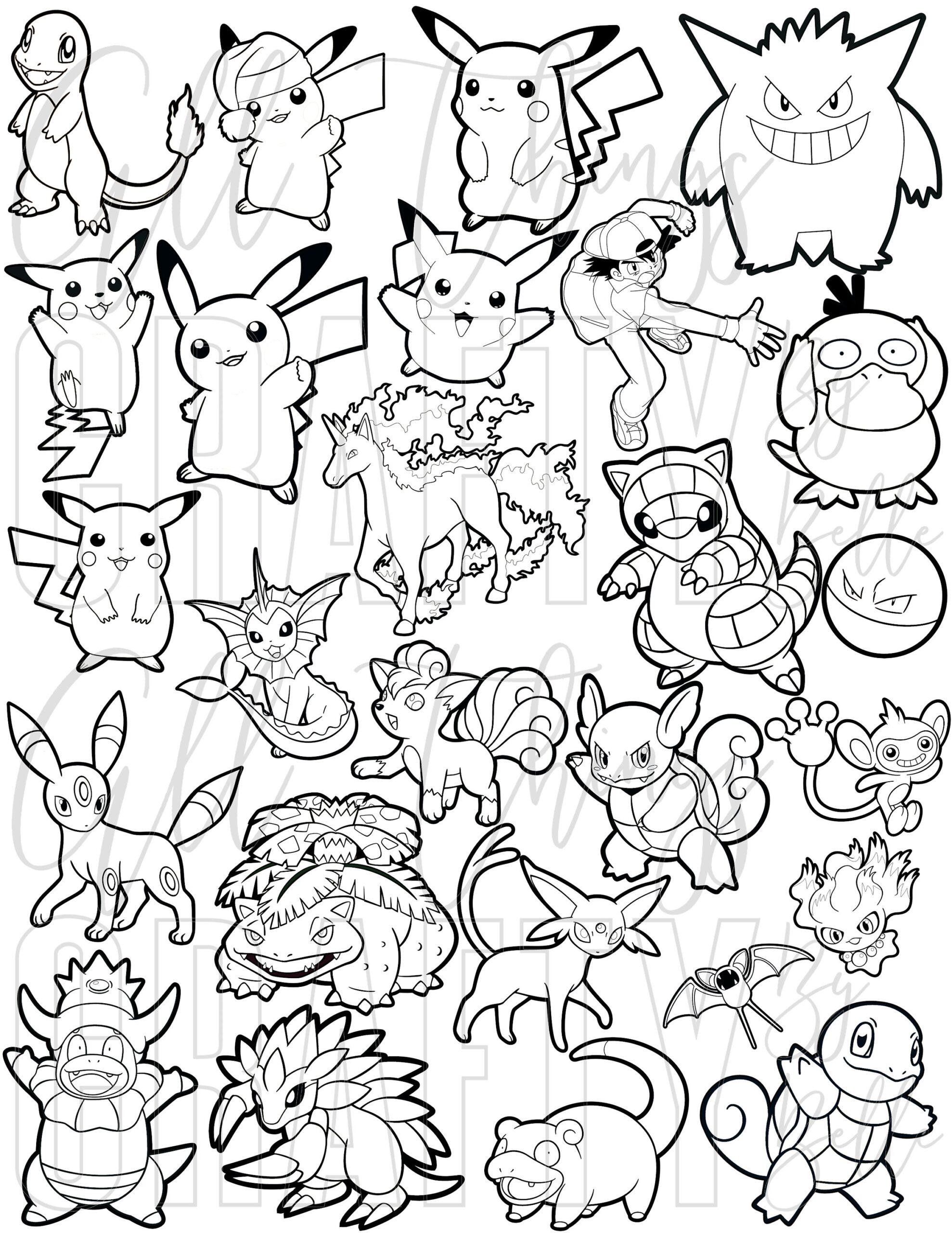 Pokemon Coloring Sheets 78 Digital PDF Coloring Pages Etsy