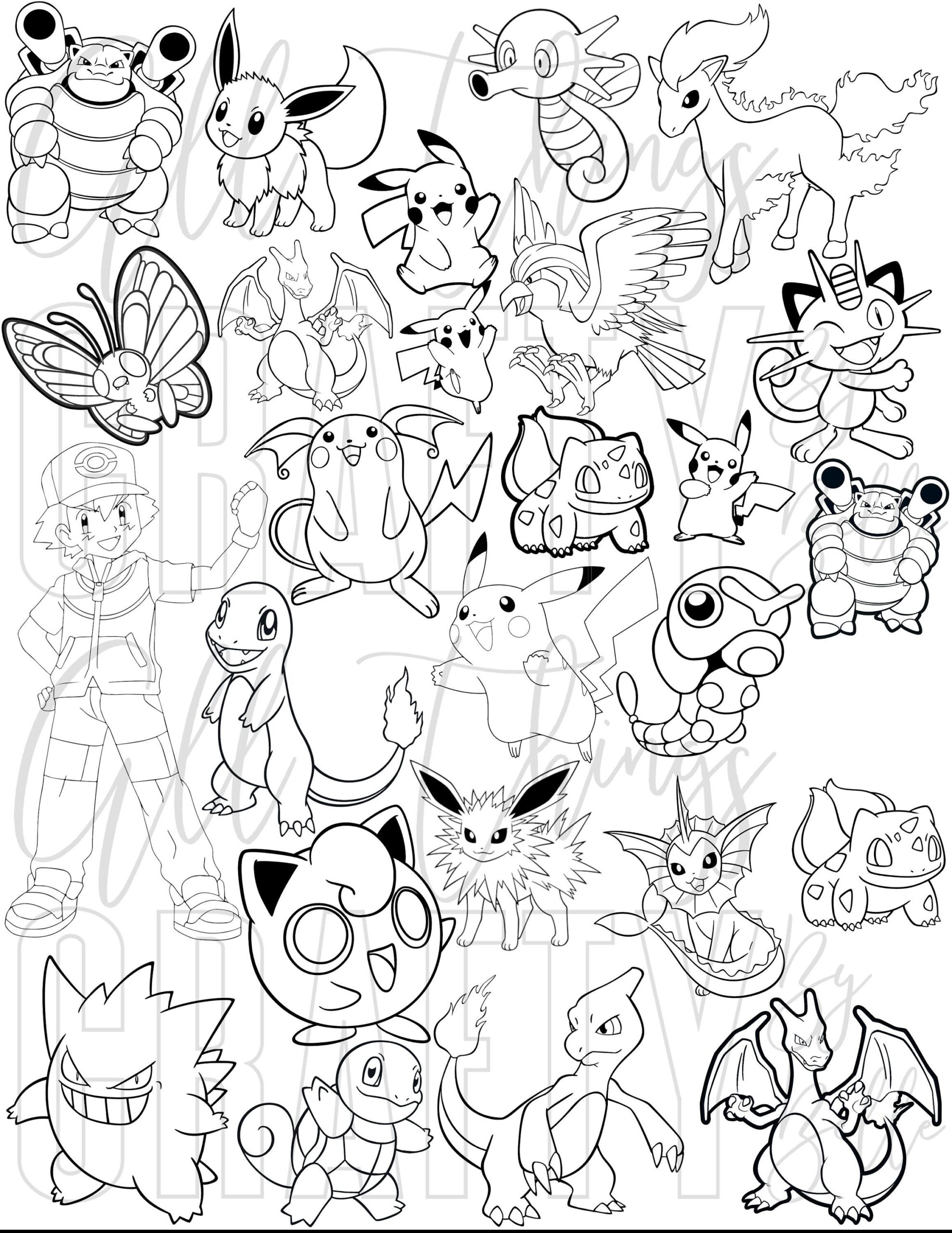 Pokemon Coloring Sheets 78 Digital PDF Coloring Pages Etsy Singapore