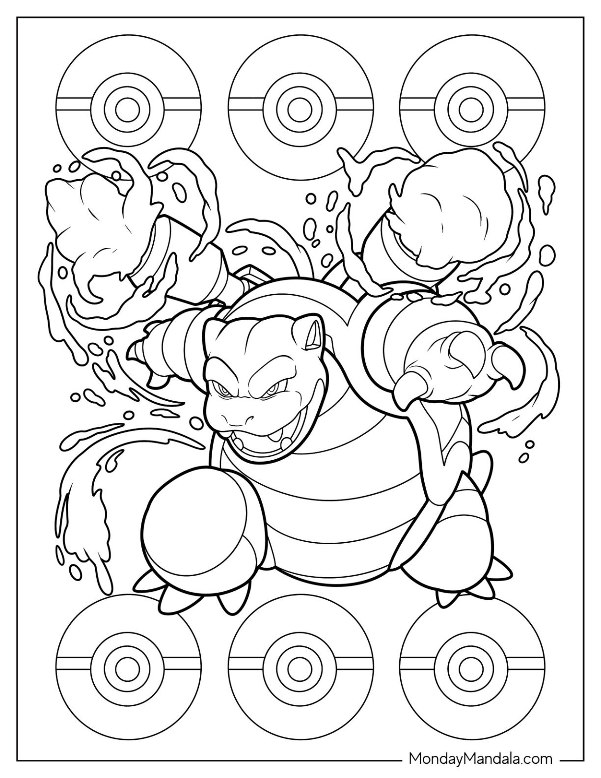 Mega Blastoise Coloring Page
