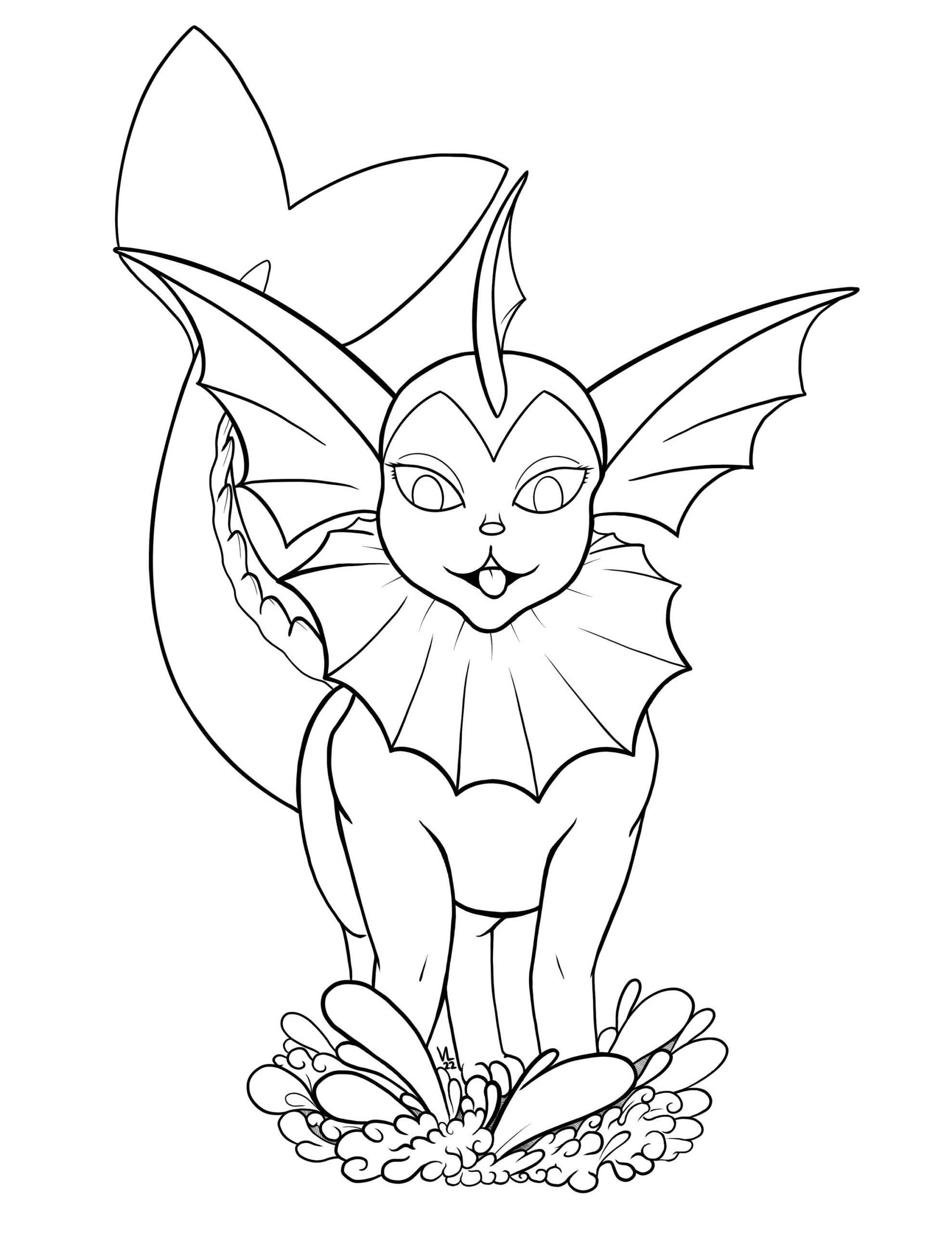 Pokemon Vaporeon Coloring Page Etsy