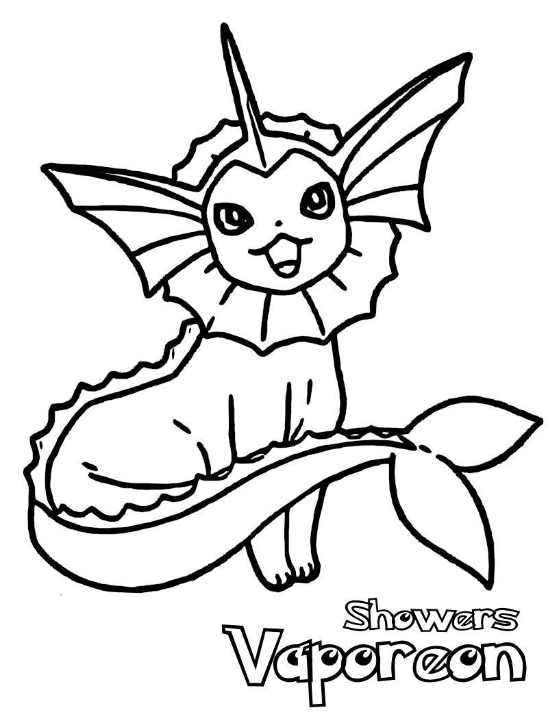 Pokemon Vaporeon Coloring Pages BubaKids