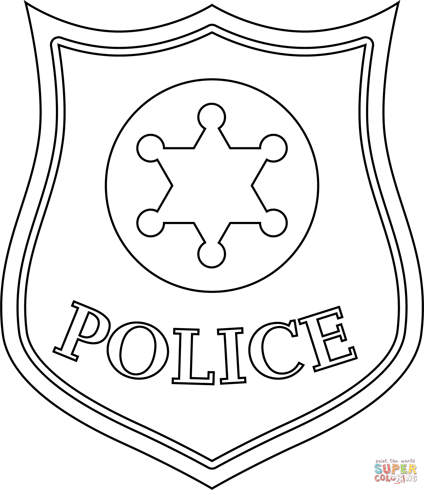 Police Badge Coloring Page Free Printable Coloring Page Coloring Home