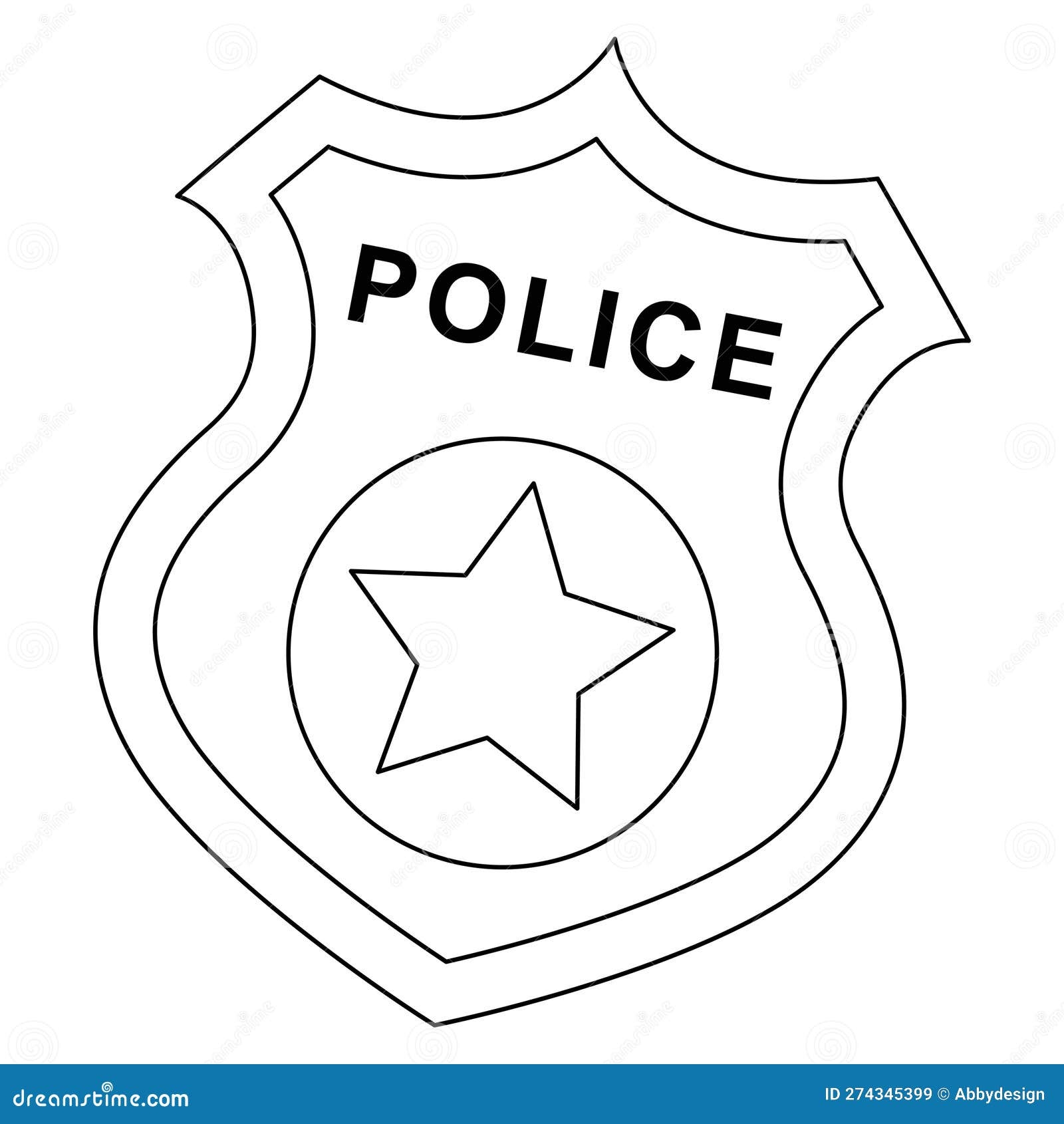 Police Badge Isolated Coloring Page For Kids Stock Vector Illustration Of Page Color 274345399