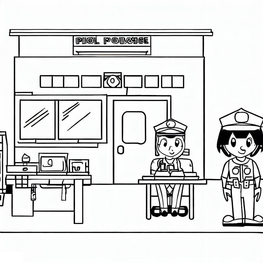 Police Station Building Coloring