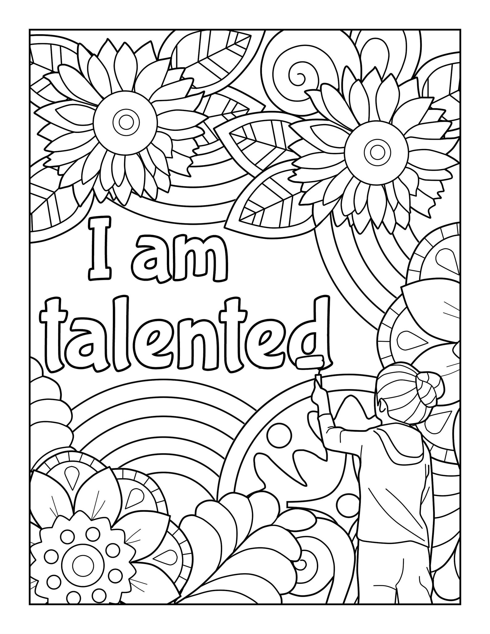 Positive Affirmations Colouring Pages Printable Art Kids Etsy UK