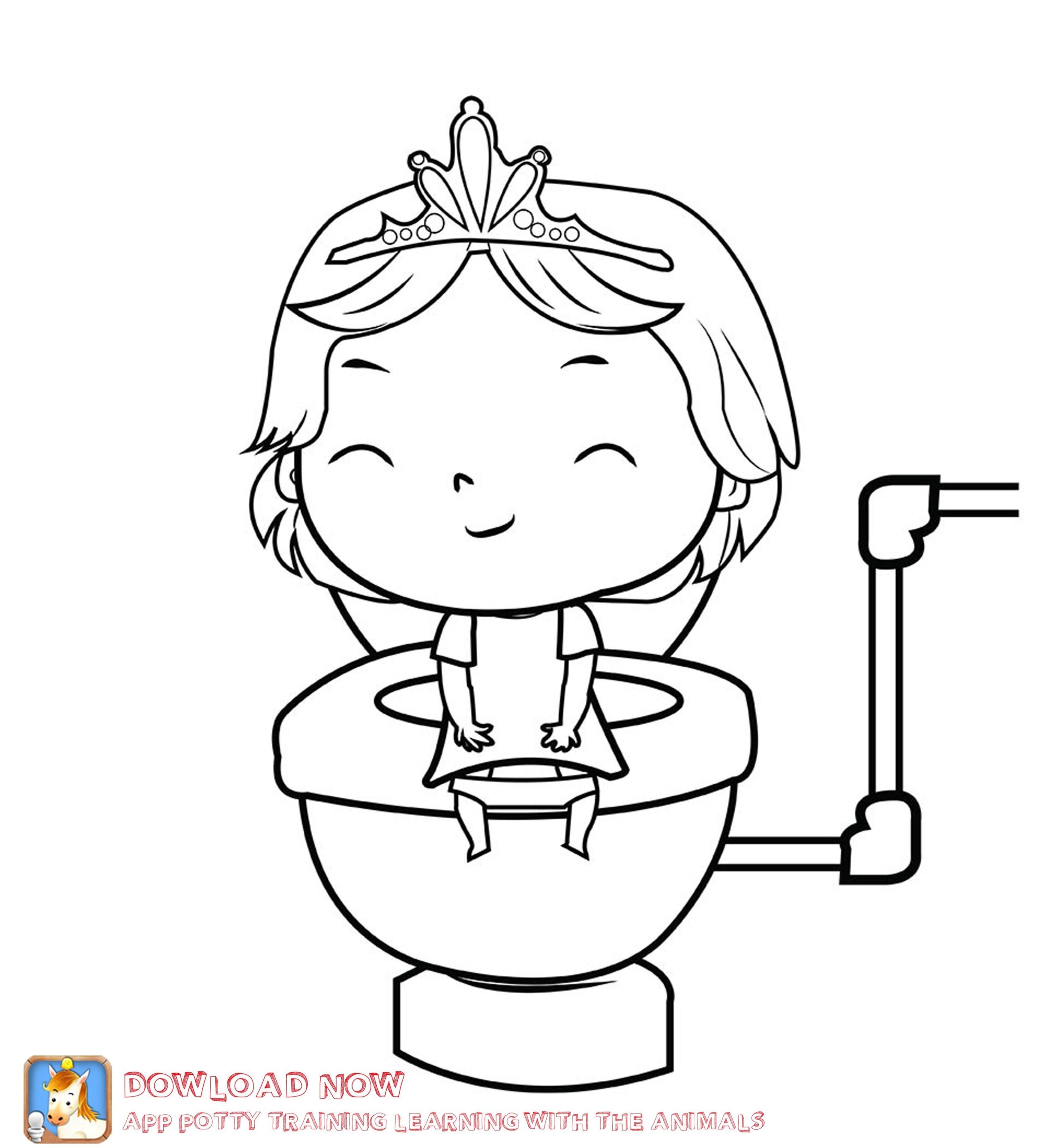 Potty Training Coloring Page Girl Part Of A Fun Potty Training App That Teaches Kids How To