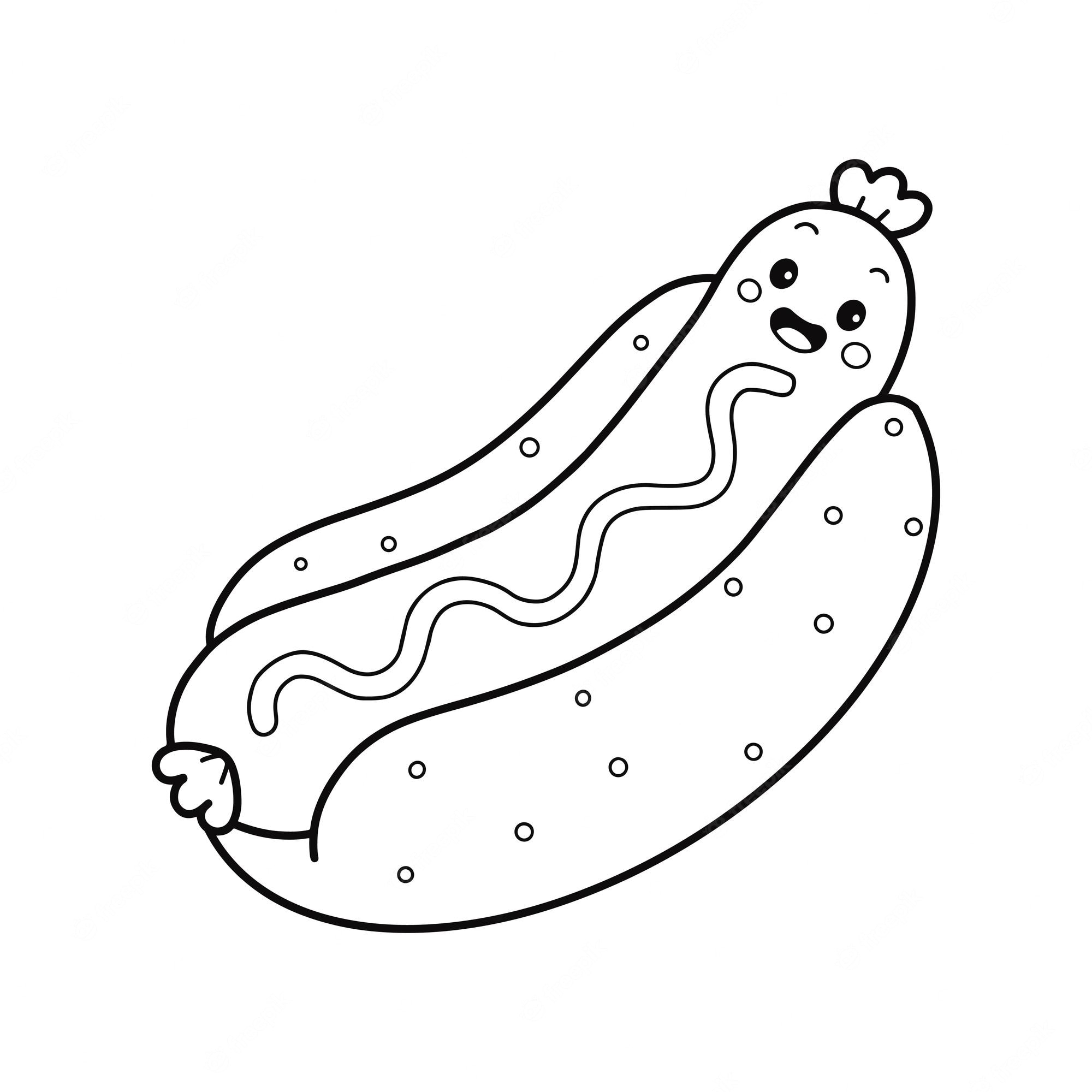 Premium Vector Hot Dog Character Coloring Page Illustration Coloring Home