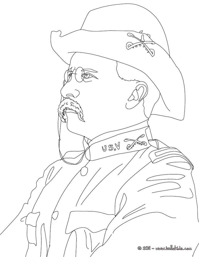 President Theodore Roosevelt Coloring Pages Hellokids