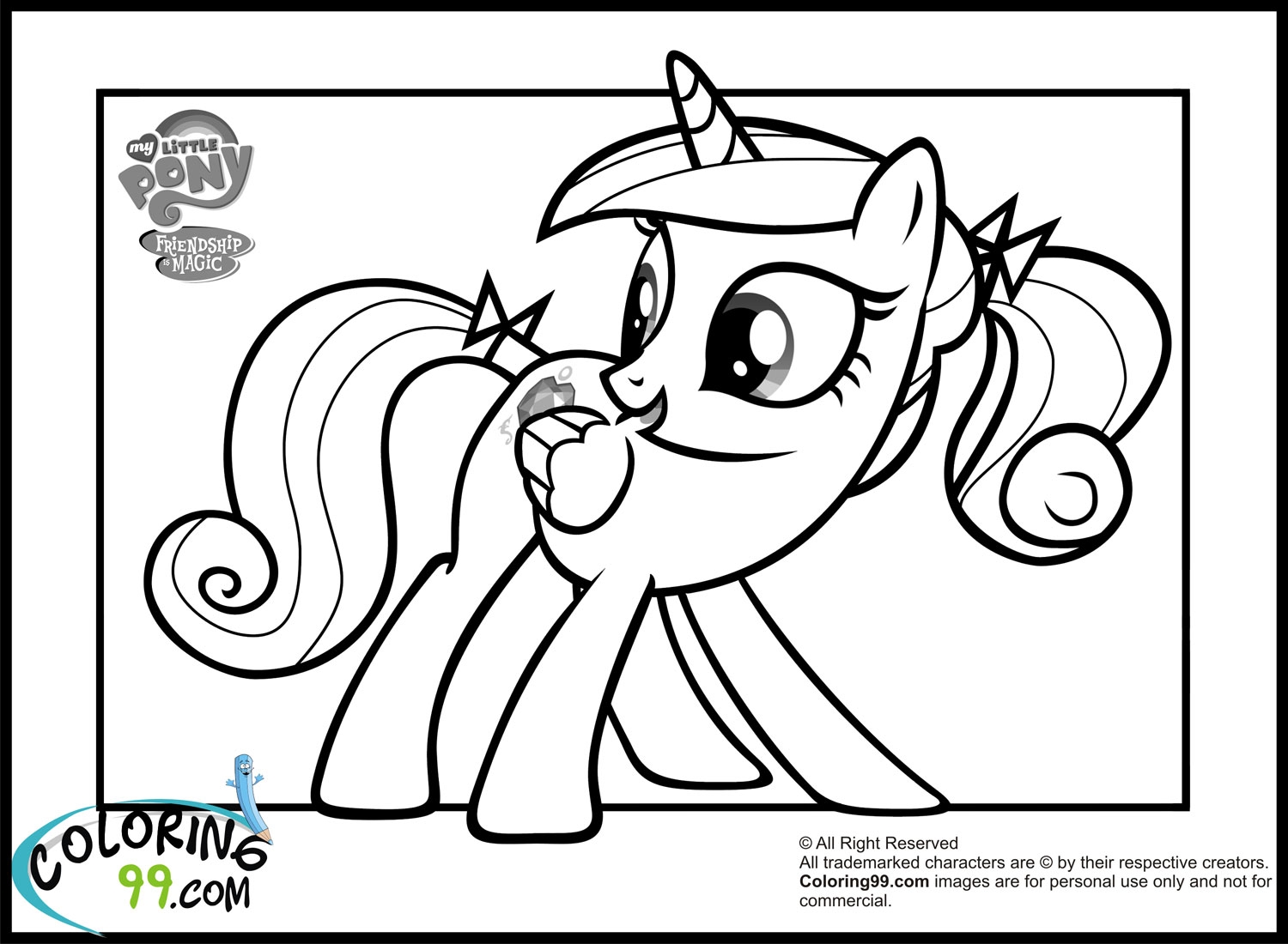Princess Cadence Coloring Pages Team Colors