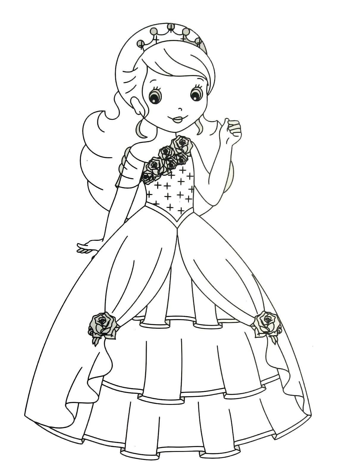 Princess Coloring Pages For Free Girl In A Crown Is Riding A Swing Printable Templates Free