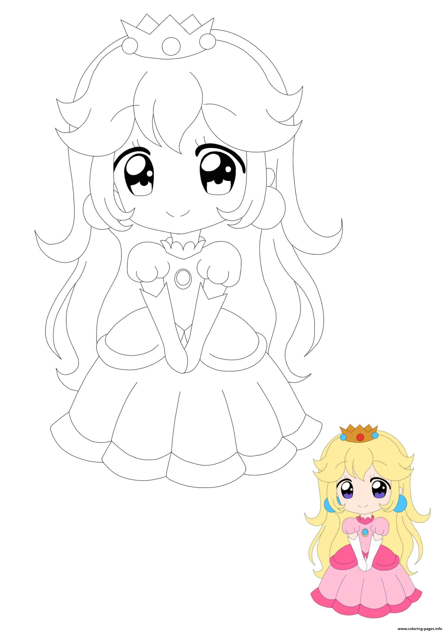 Princess Peach Anime Coloring Page Printable