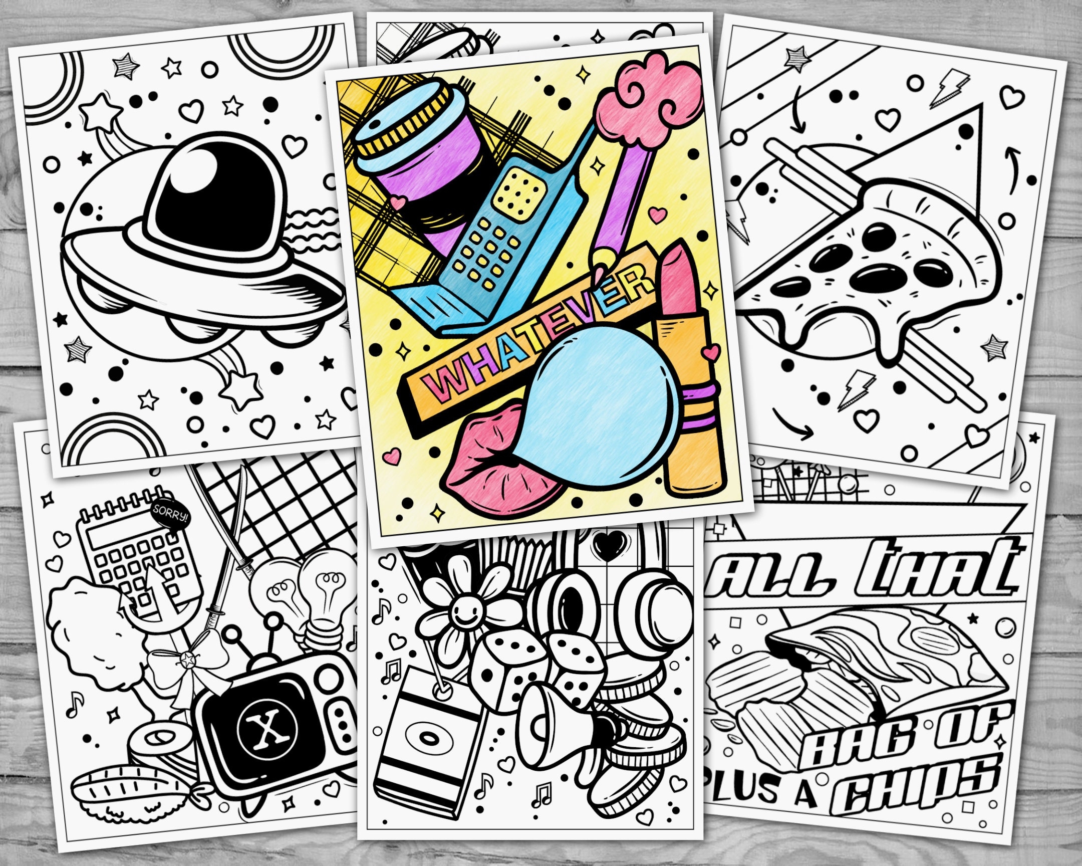 Printable 90s Coloring Pages 90s Aesthetic I Love The 90s Etsy