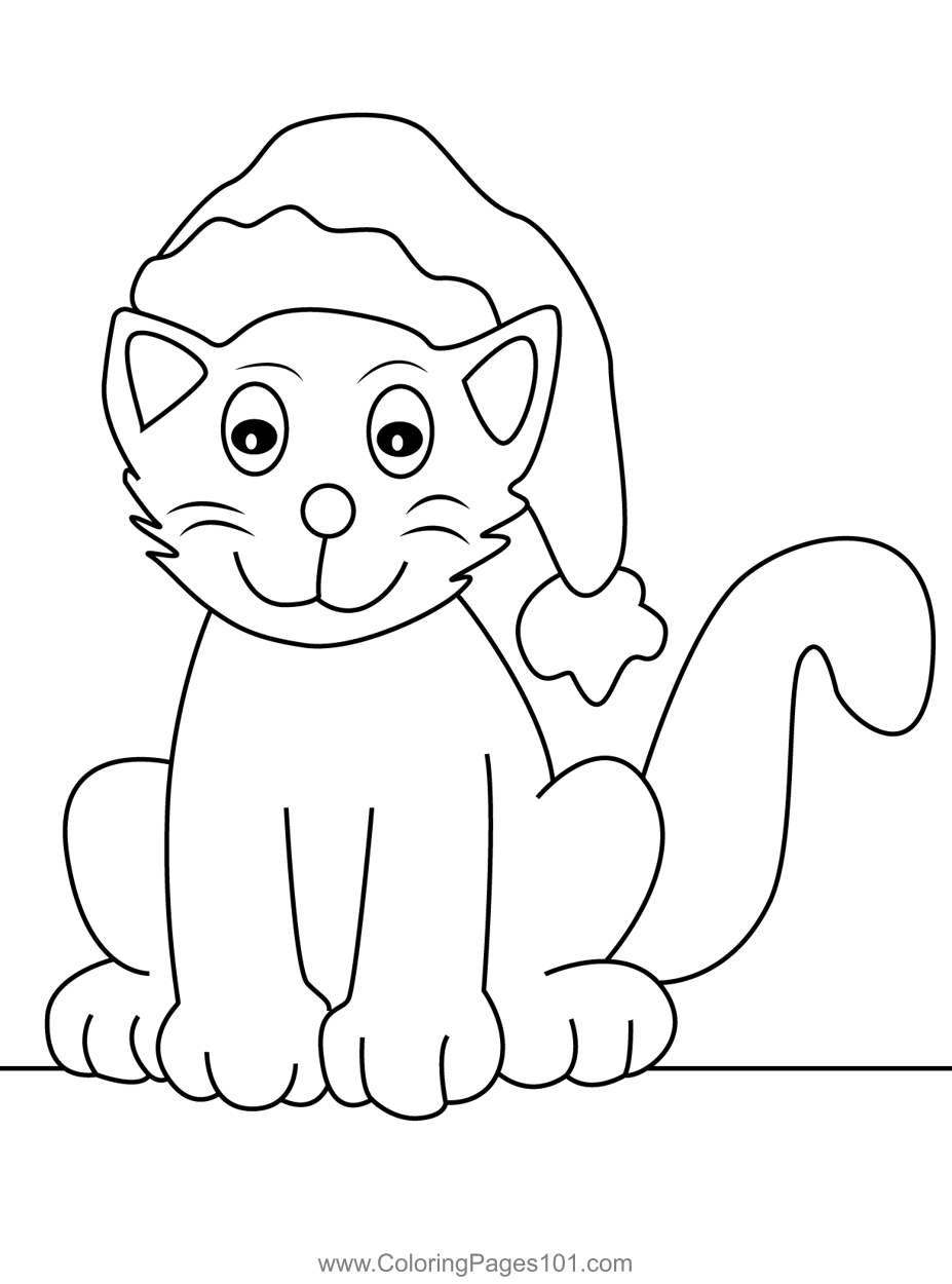 Printable Christmas Cat Coloring Pages