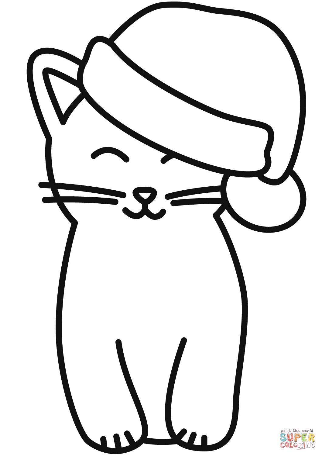 Printable Christmas Cat Coloring Pages