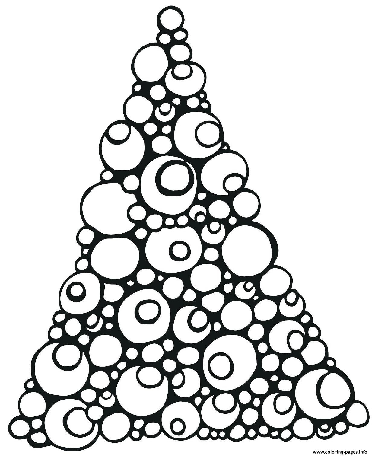 Printable Christmas Tree Made Of Circles Coloring Page Printable