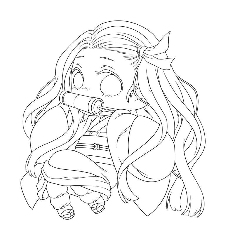 Printable Coloring Nezuko Coloring Pages