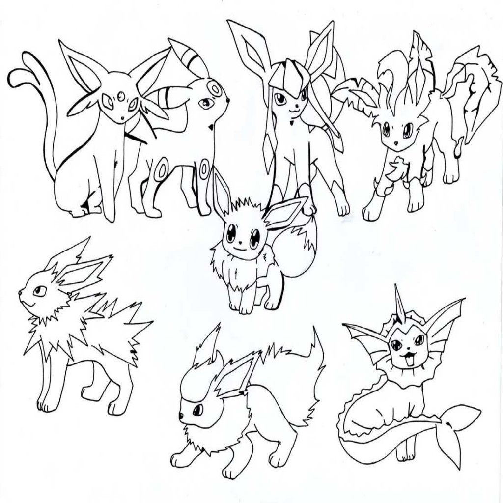 Eevee Evolutions Coloring Pages