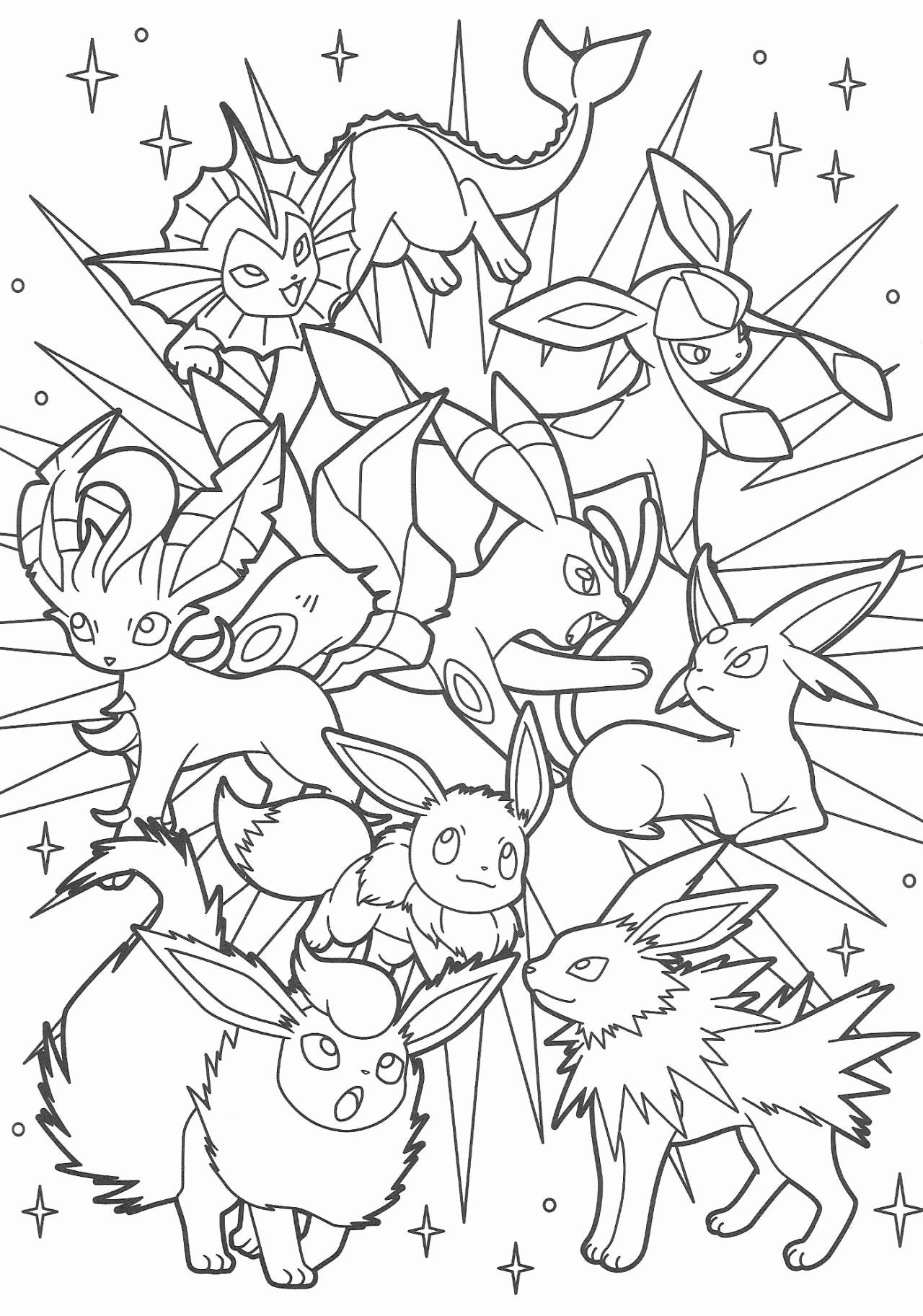 Printable Eevee Evolutions Coloring Pages