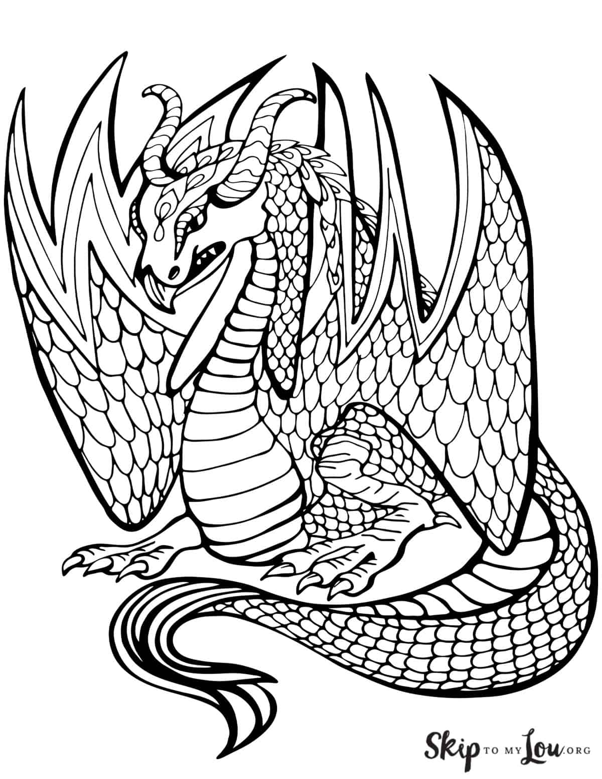 Fire Breathing Dragon Coloring Page