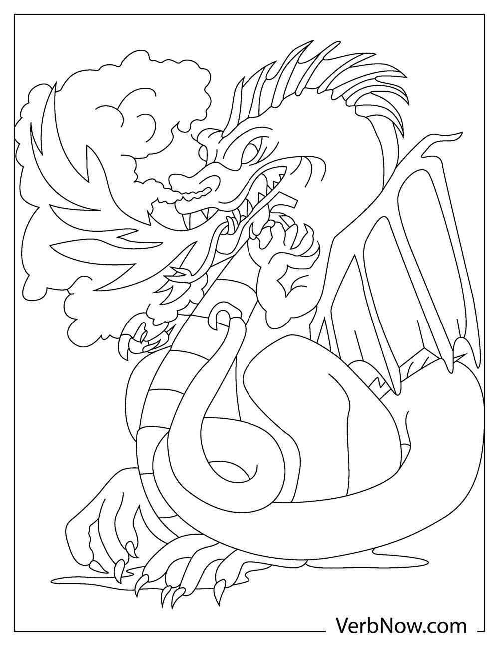 Printable Fire Breathing Dragon Coloring Pages