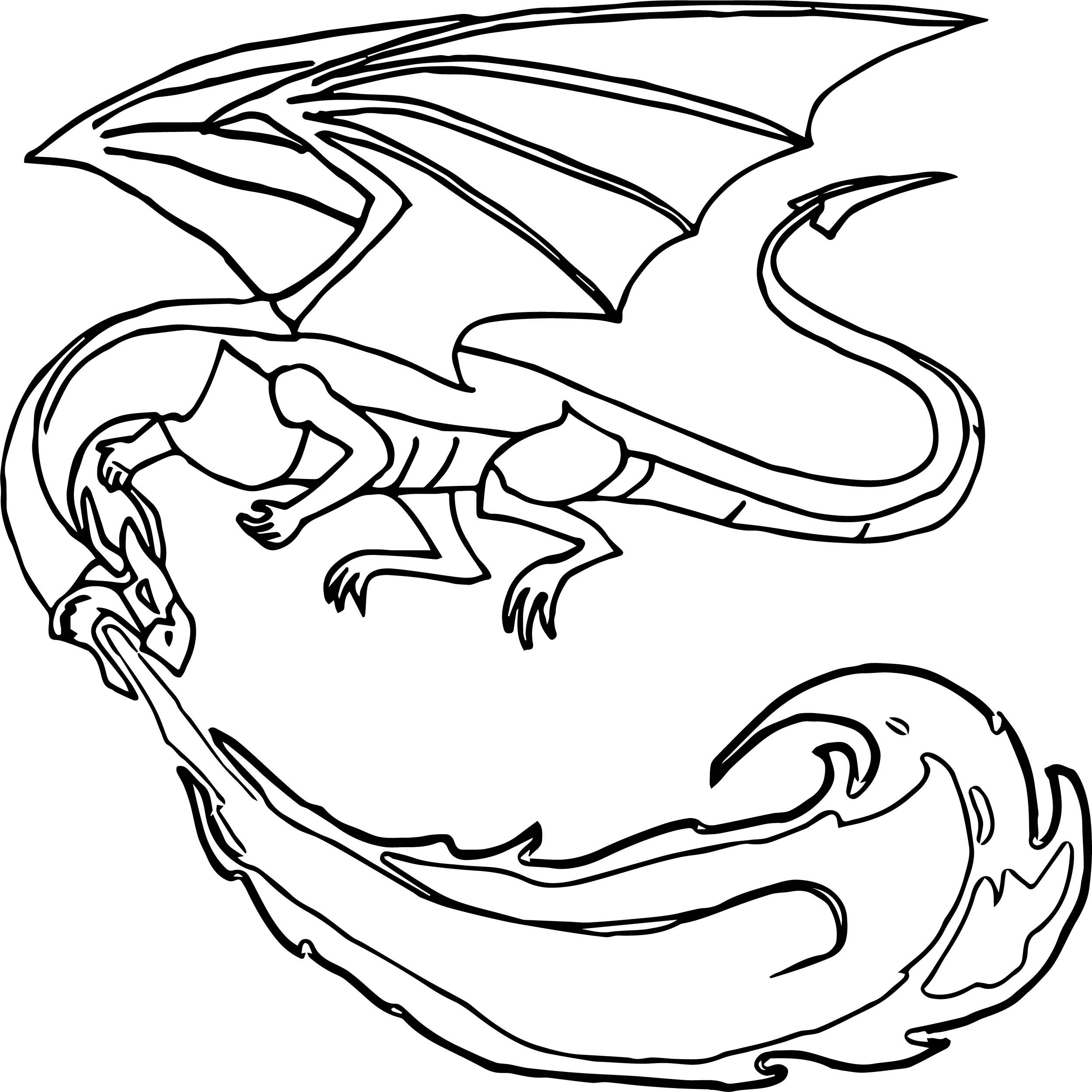 Printable Fire Breathing Dragon Coloring Pages