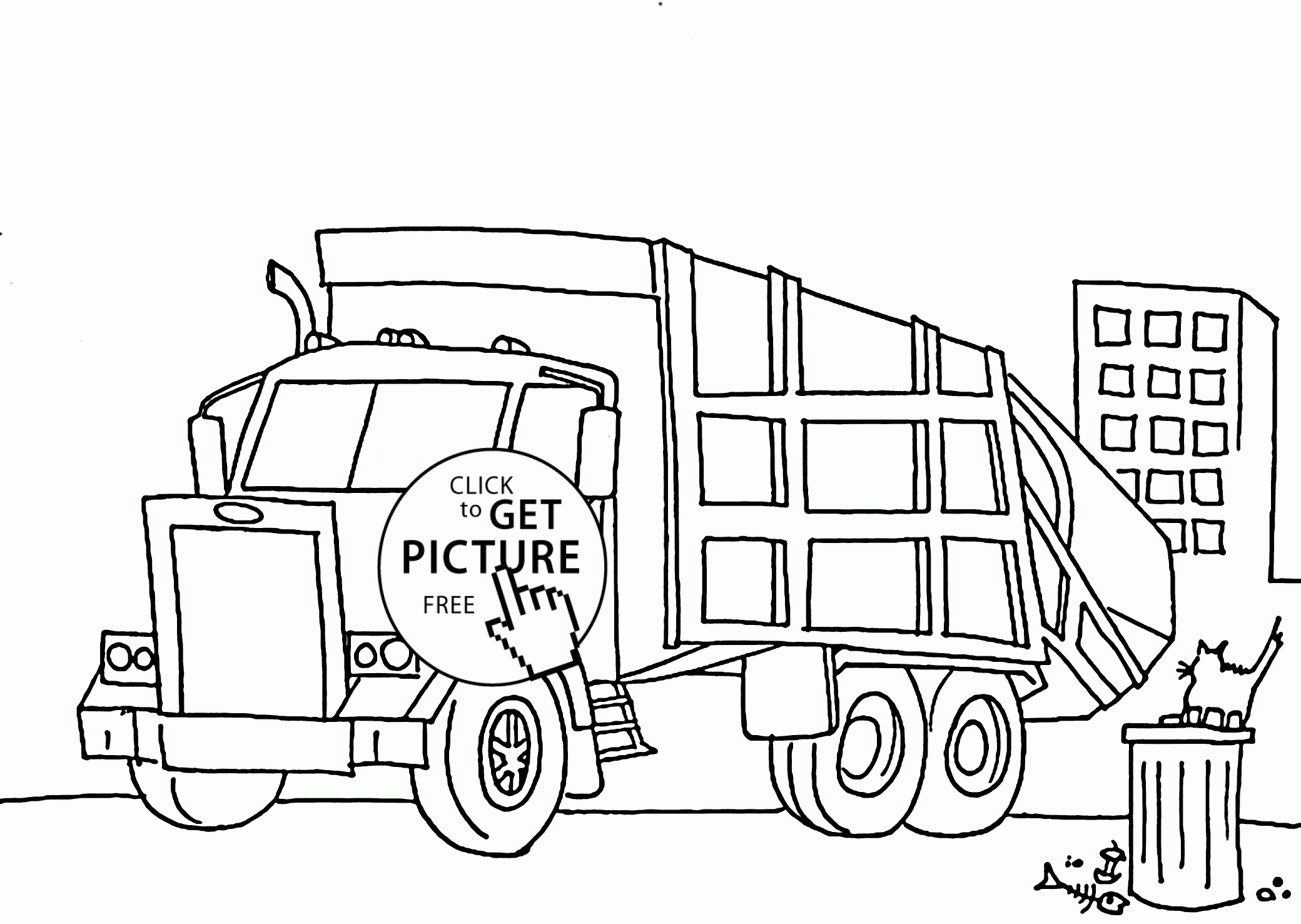 Printable Garbage Truck Coloring Page