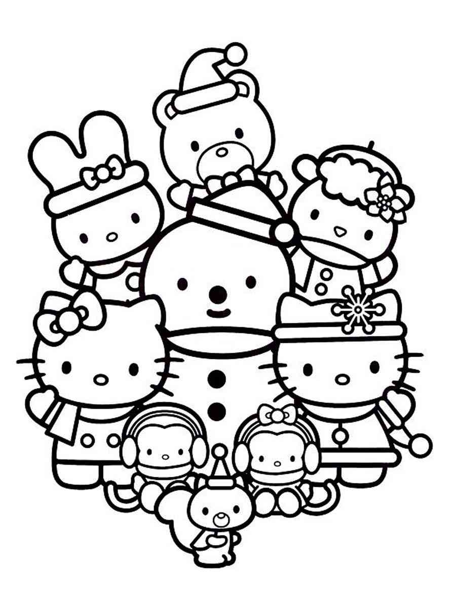 Printable Hello Kitty Christmas Coloring Pages