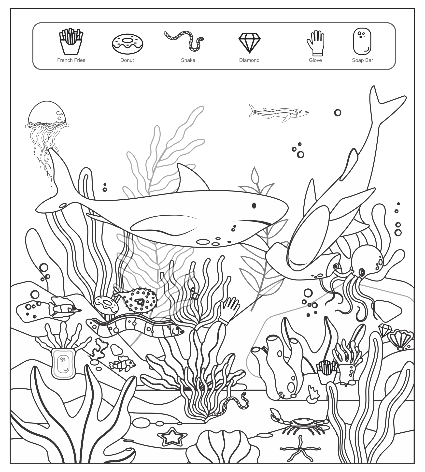 Printable Hidden Objects Coloring Pages Sketch Coloring Page