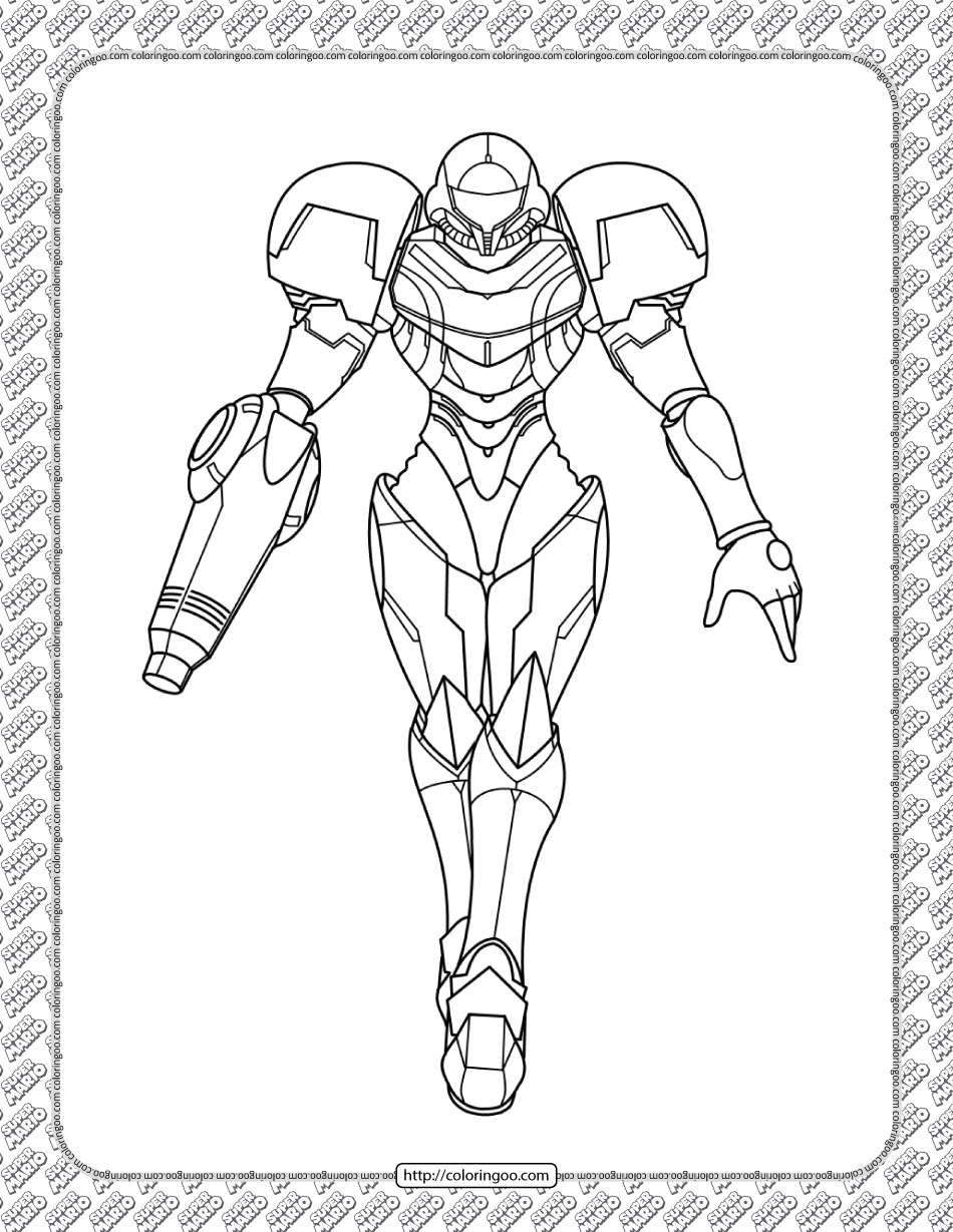 Printable Samus Aran Coloring Page Samus Aran Coloring Pages Samus