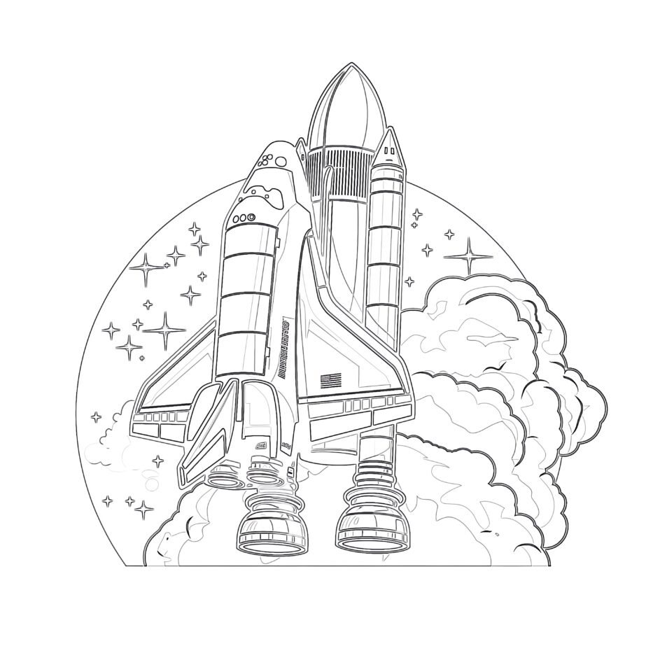 Printable Space Shuttle Coloring Page Mimi Panda