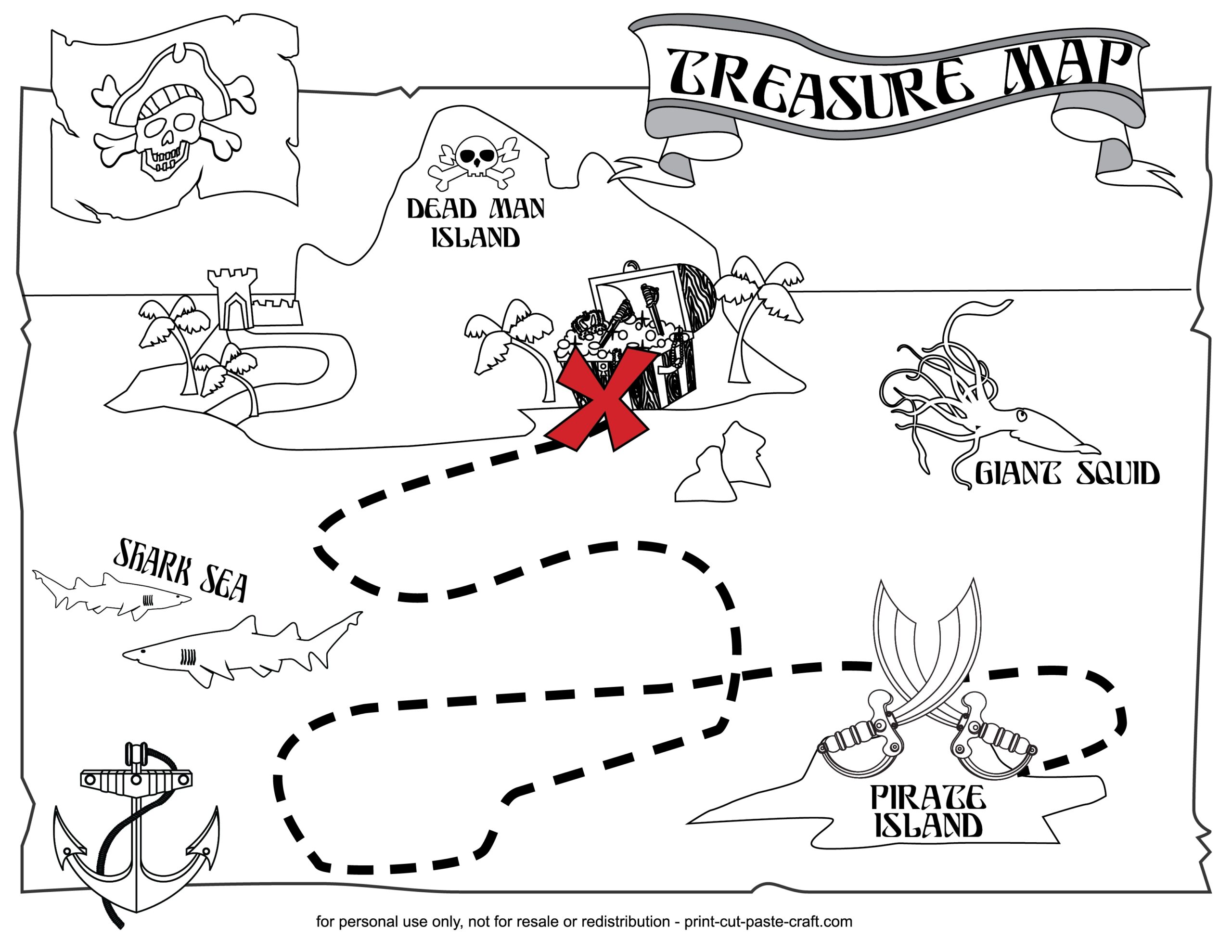 Treasure Map Coloring Page