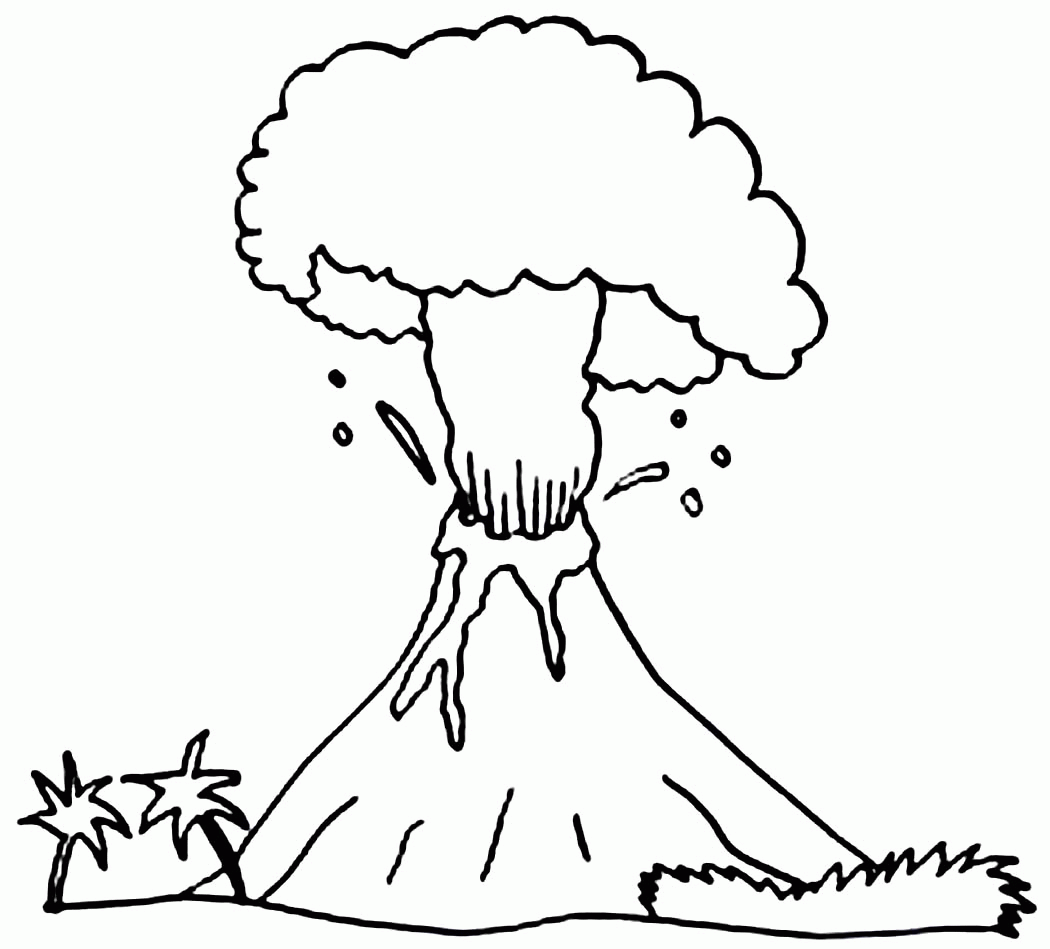 Coloring Pages Volcano Cut