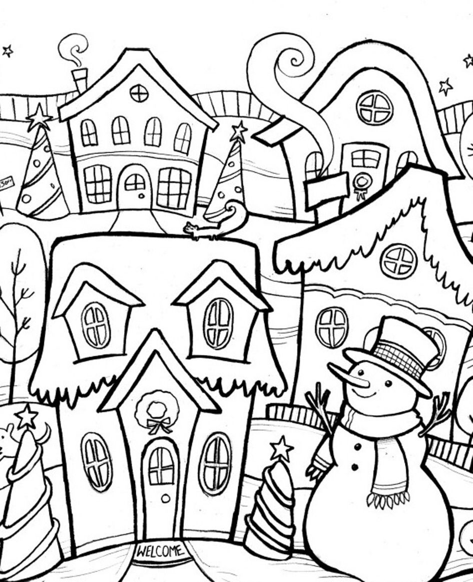 Winter Scenes Coloring Pages