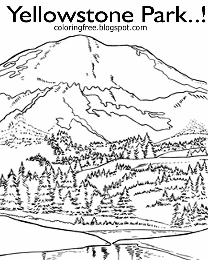 Printable Yellowstone Park Coloring American Wildlife Kids Drawings Printable Coloring Pages