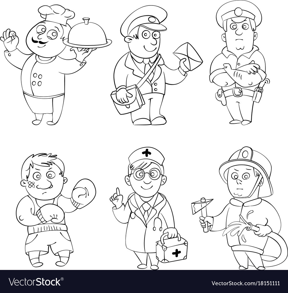 Professions Coloring Book Royalty Free Vector Image