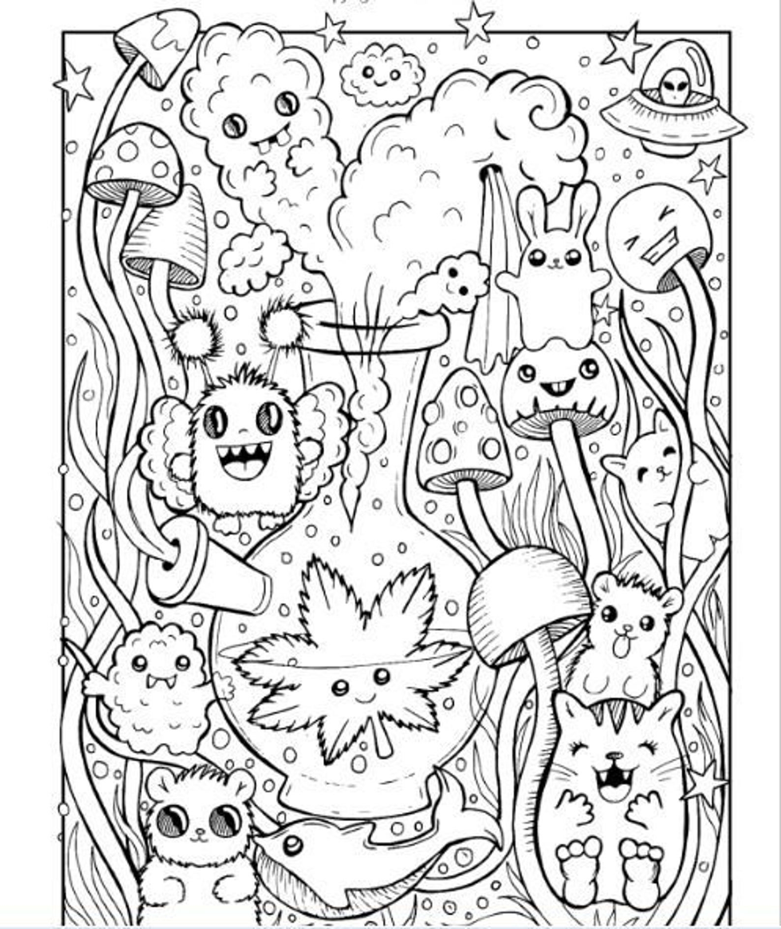 Psychedelic Pothead Printable Stoner Coloring Pages Jack Frost