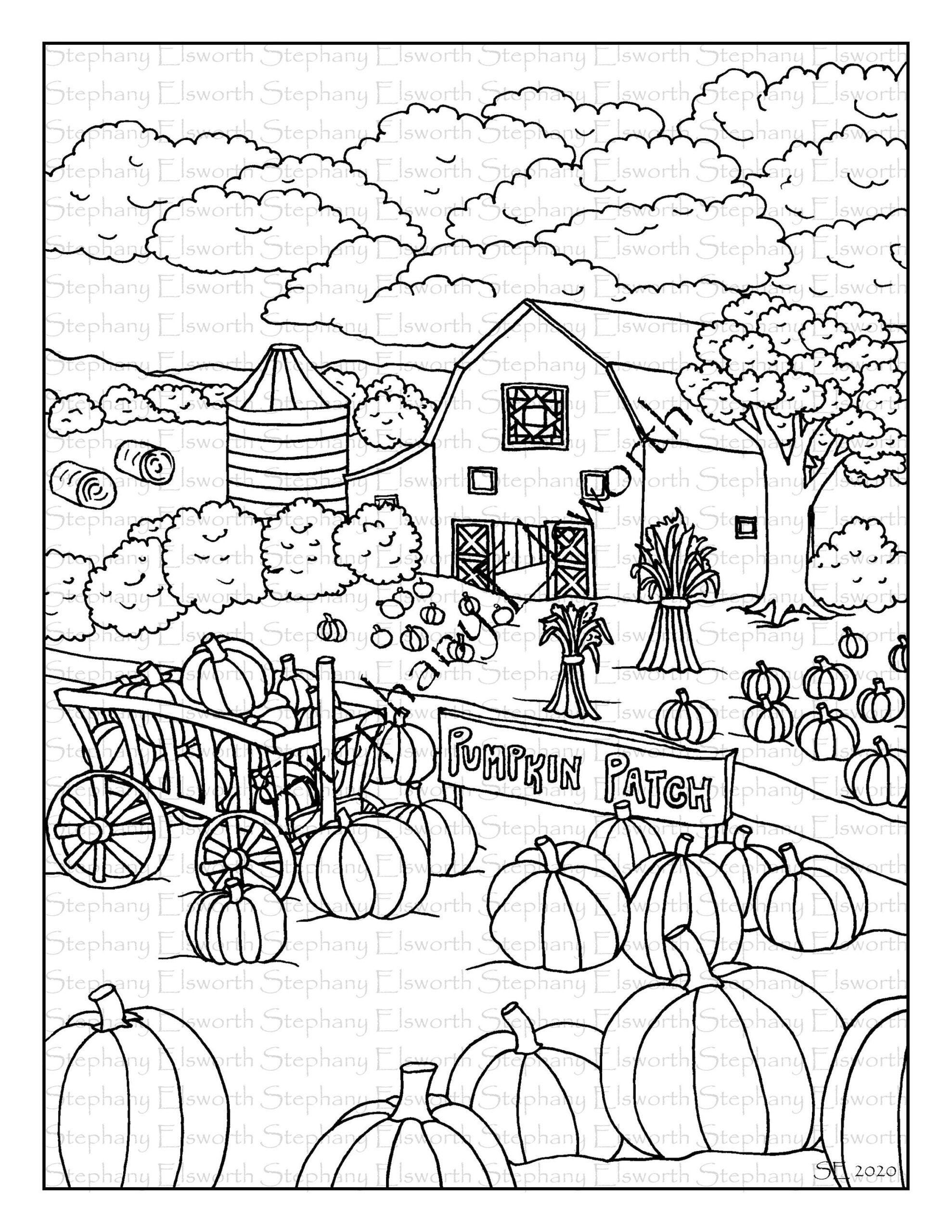 Pumpkin Patch 8 1 2 X 11 Printable Instant Download Coloring Etsy Singapore