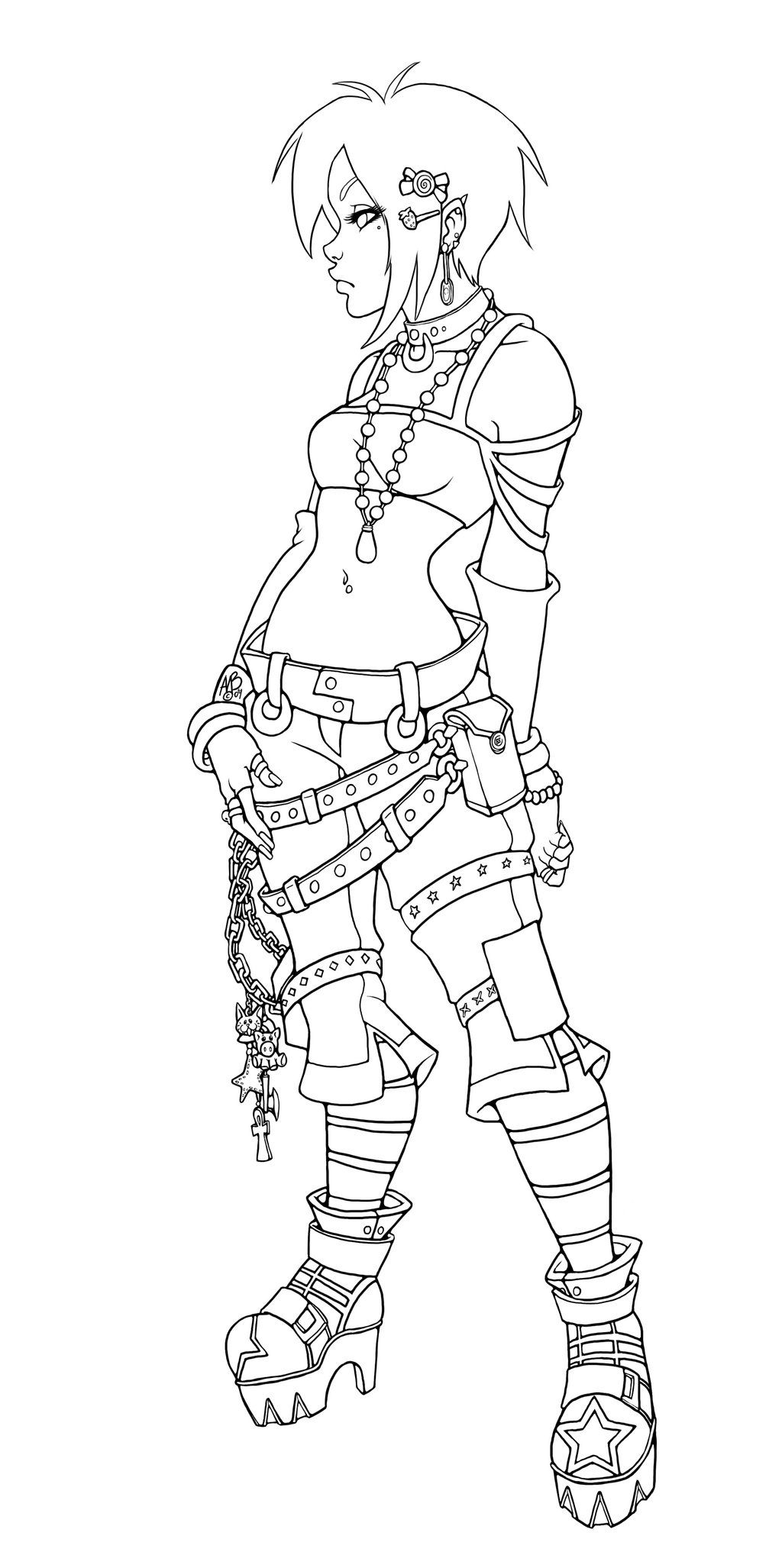 Punk Girl Coloring Pages