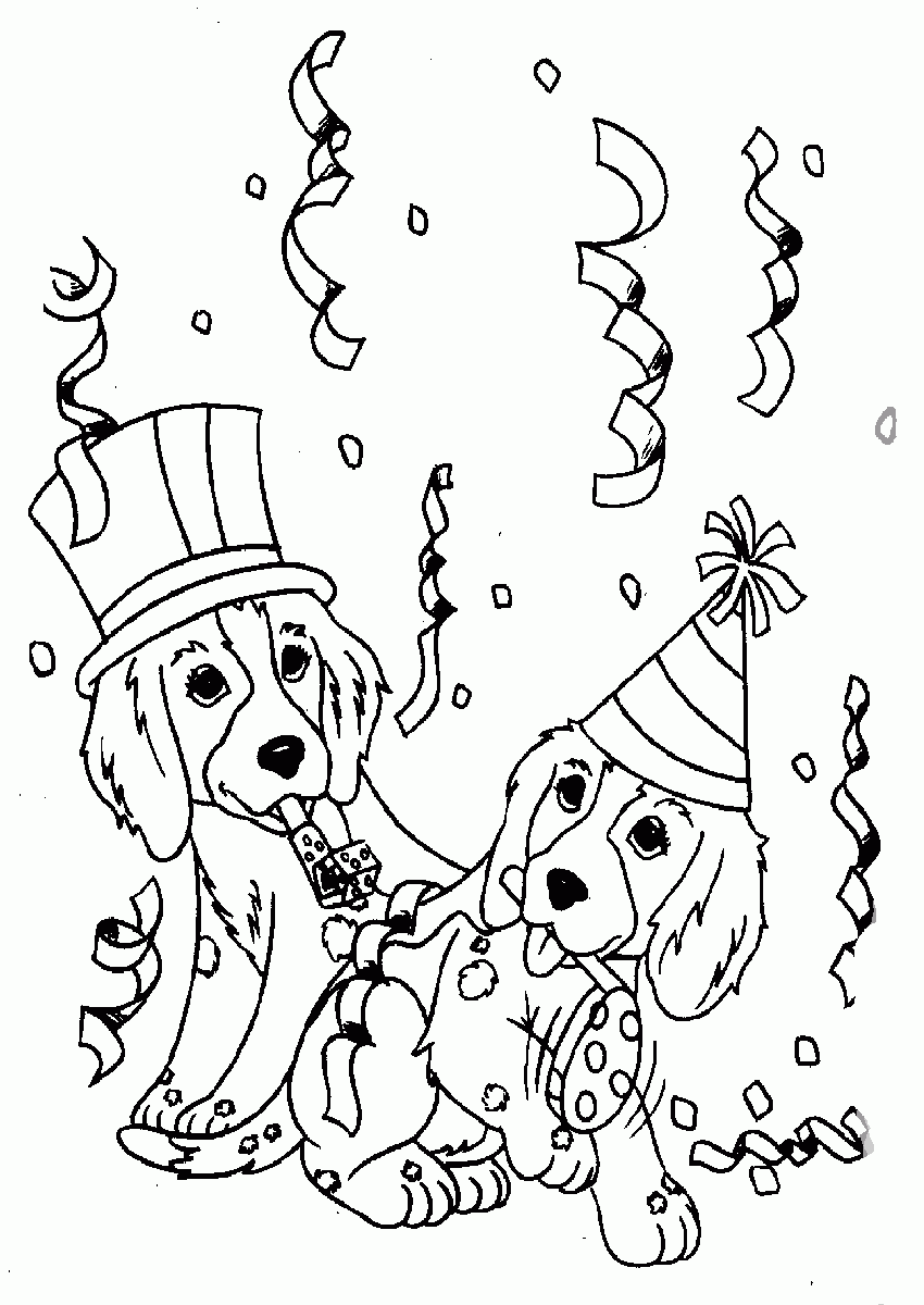 Dog Party Coloring Pages