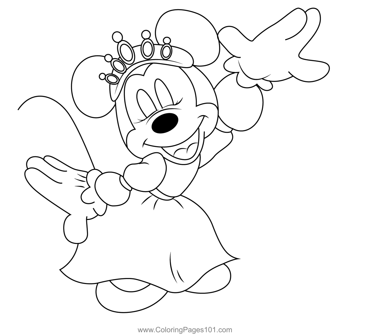 Queen Minnie Mouse Coloring Page For Kids Free Minnie Mouse Printable Coloring Pages Online