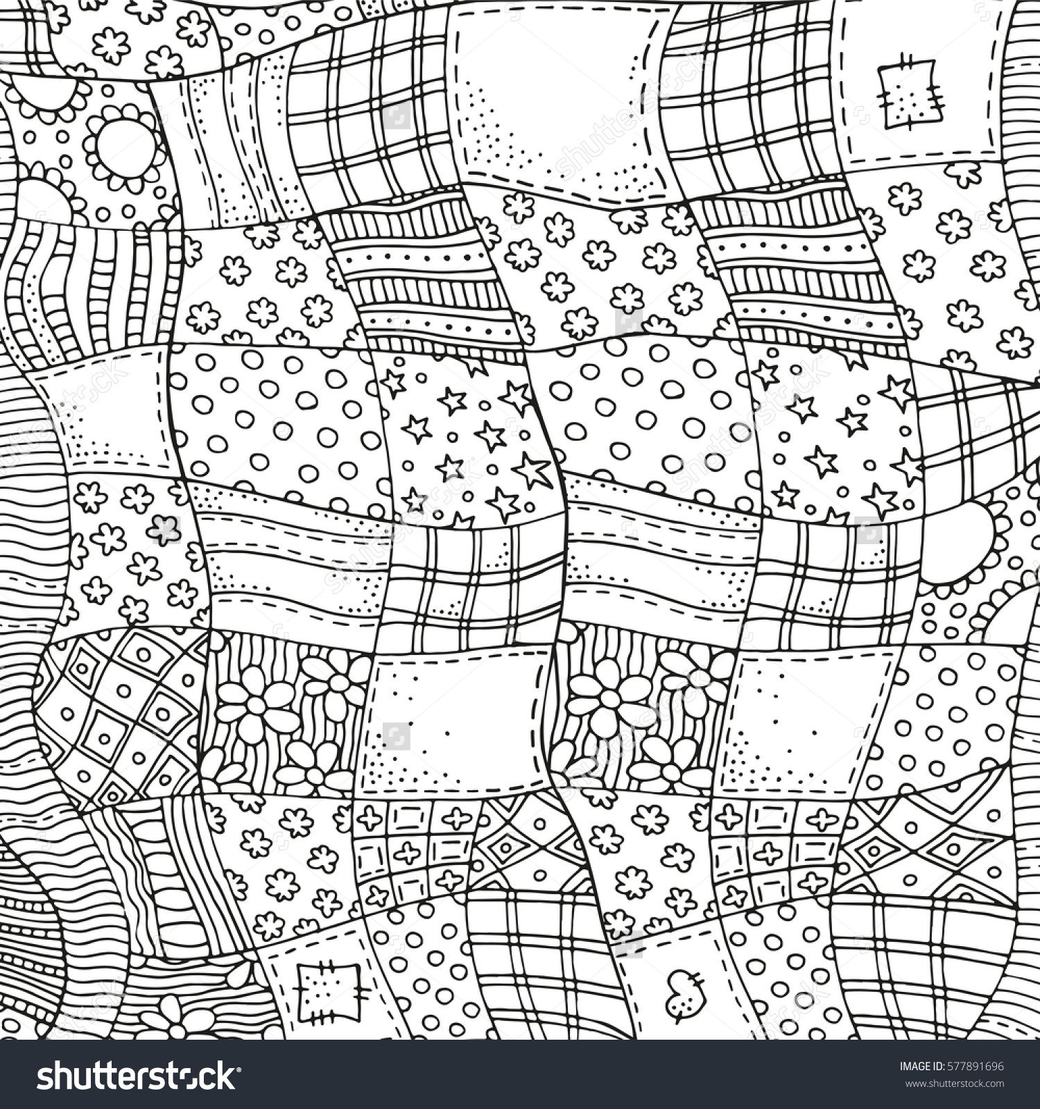 Quilt Blanket Background Adult Coloring Book Stock Vector Royalty Free 577891696