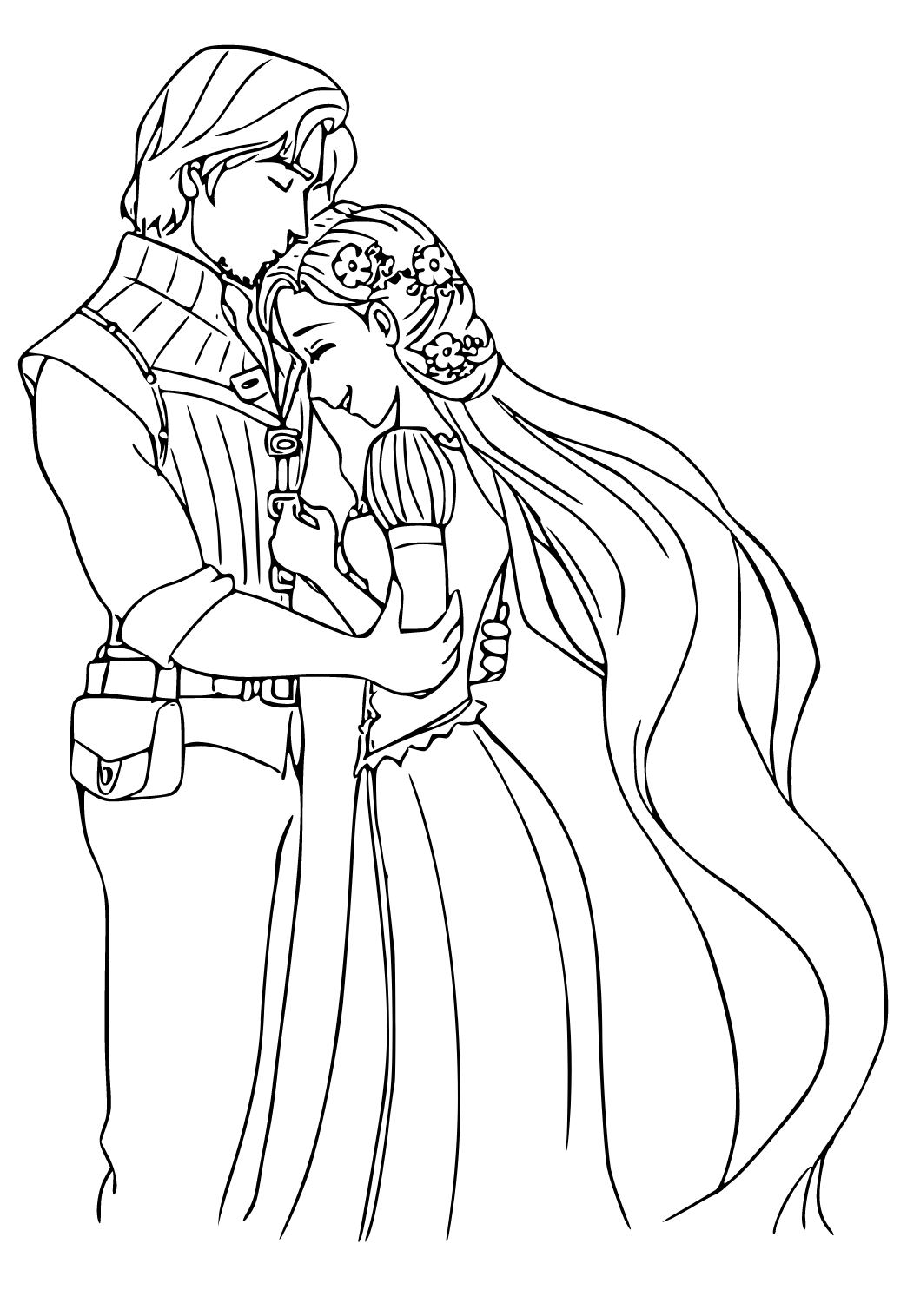 Rapunzel And Flynn Kissing Coloring Pages