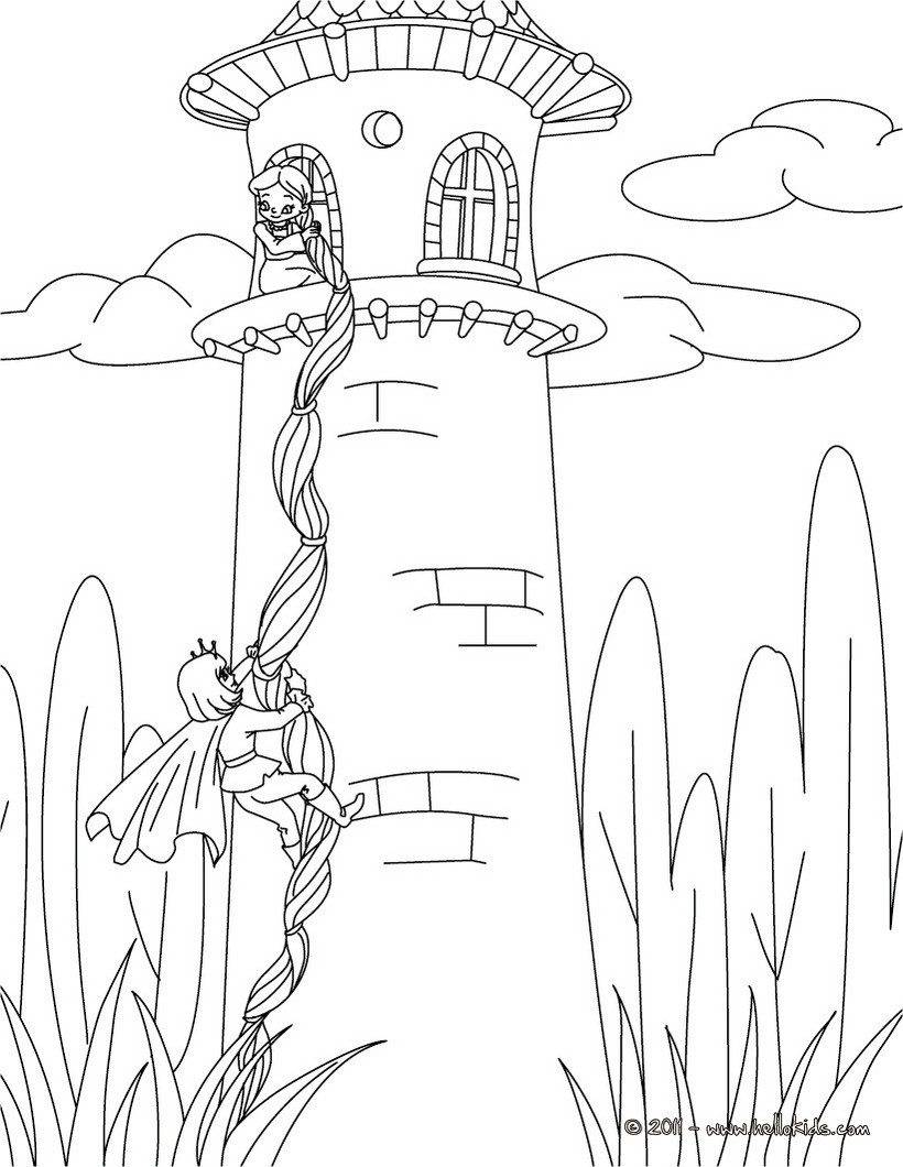 Rapunzel Grimm Tale Coloring Pages Hellokids