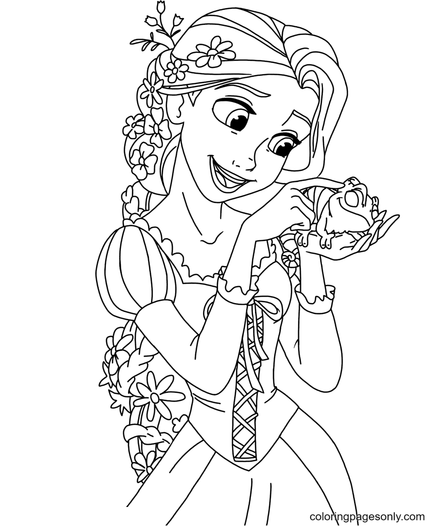 Rapunzel And Pascal Coloring Pages